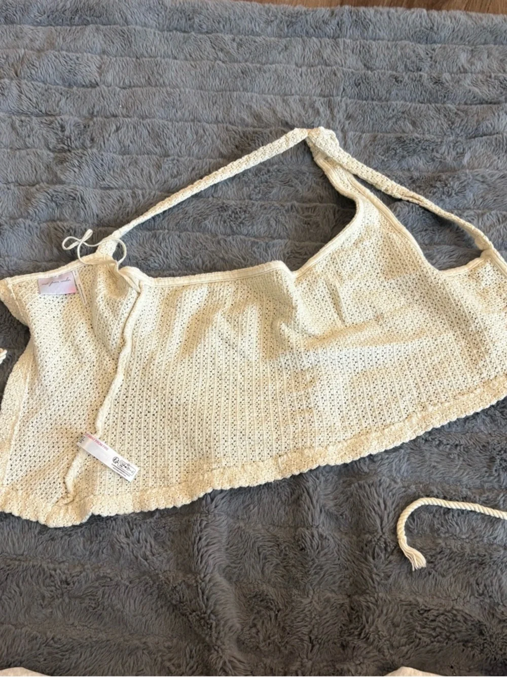 Knit Tie-Front Halter Top in Cream - Picture 5 of 10